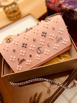 Christian Louboutin Pink Studded Leather Handbag