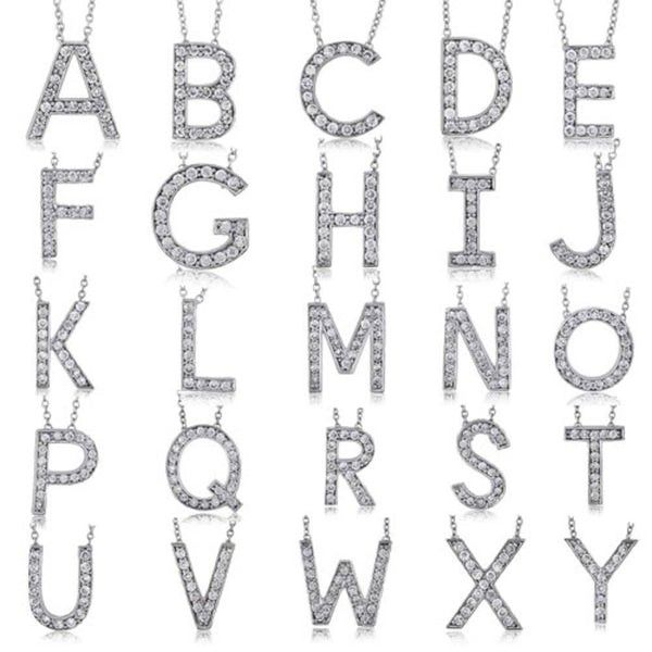 Initial Letter CZ Necklace in Sterling Silver