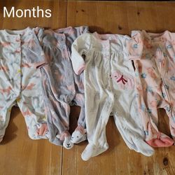Infant Baby Girls Sleeper Pajamas 0-3 Months for Sale in Sun City