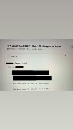 M39 🇧🇪 vs 🇮🇷 in LA 6/21 WORLD CUP TICKETS