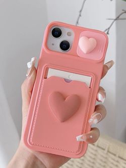 Heart Decor Card Slot Phone Case Iphone 13 Pro max