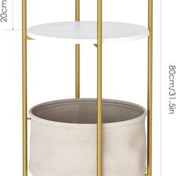 Cute Stylish Circular Side Table With Basket