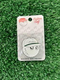Malbon Golf White Hat Golf Ball Marker With Clip