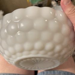 Two Milk Bubble Glass Scalloped Bowls 