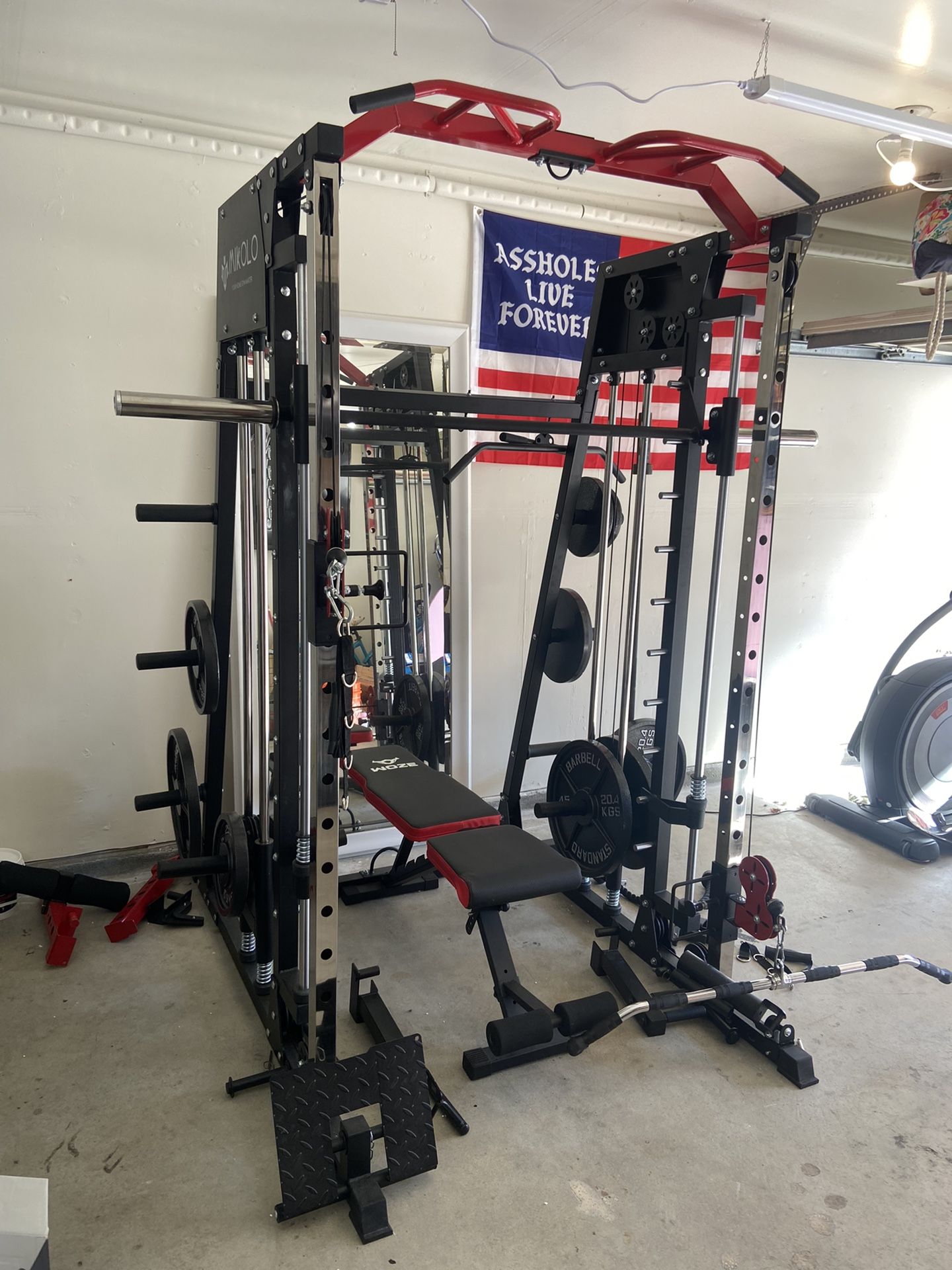 Mikolo M4 Smith Machine + Rogue Weights