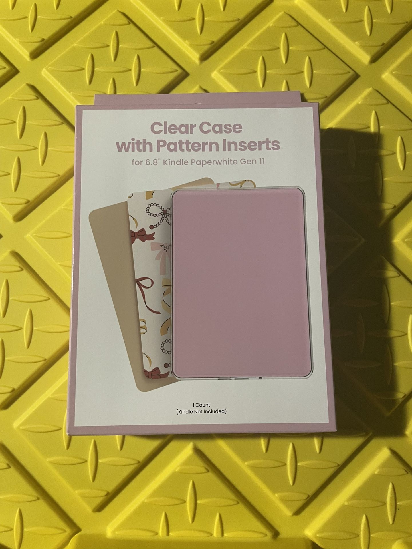 Kindle Paperwhite Gen 11 Clear Case with Pattern Inserts - Pink NWT Cute Gift