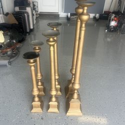 6 Gold Candle Holders