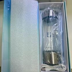 Portable Hydrogen Rich Water Bottle Generator Silver Clear with USB Cable