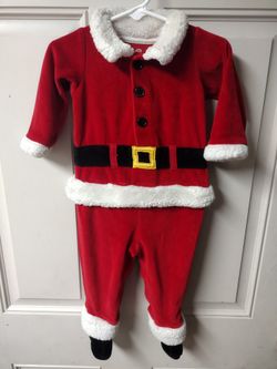 9 month Santa Claus baby footed outfit sleeper by Okie dokie. Christmas outfit