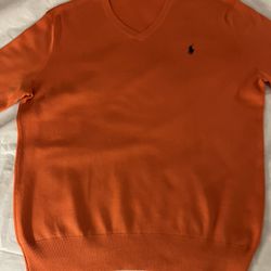Polo Ralph Lauren Sweater Vest Long Sleeve Orange Large