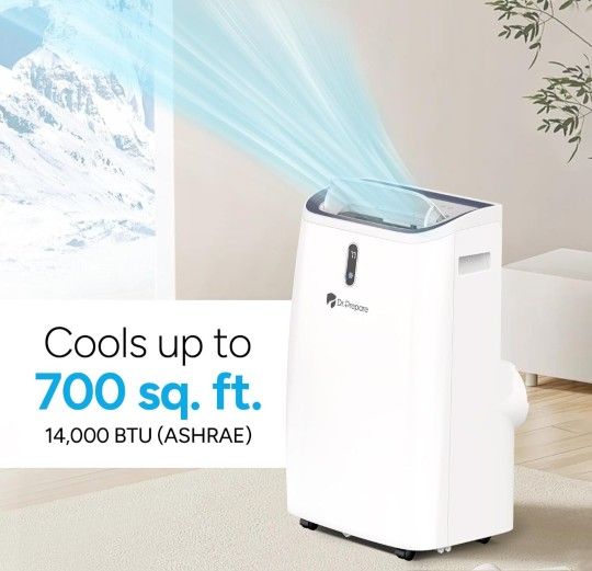 DR.PREPARE 14,000 BTU Portable Air Conditioner with WiFi, 4-in-1 Portable AC Unit with Remote Control, Fast Cooling, 24H Timers, Window kit, Cools Up