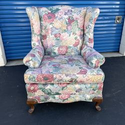 Vintage Floral Wingback Armchair