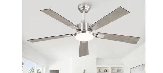52 in. Indoor Brushed Nickel Dimmable 6-Speed Ceiling Fan with Light And Remote