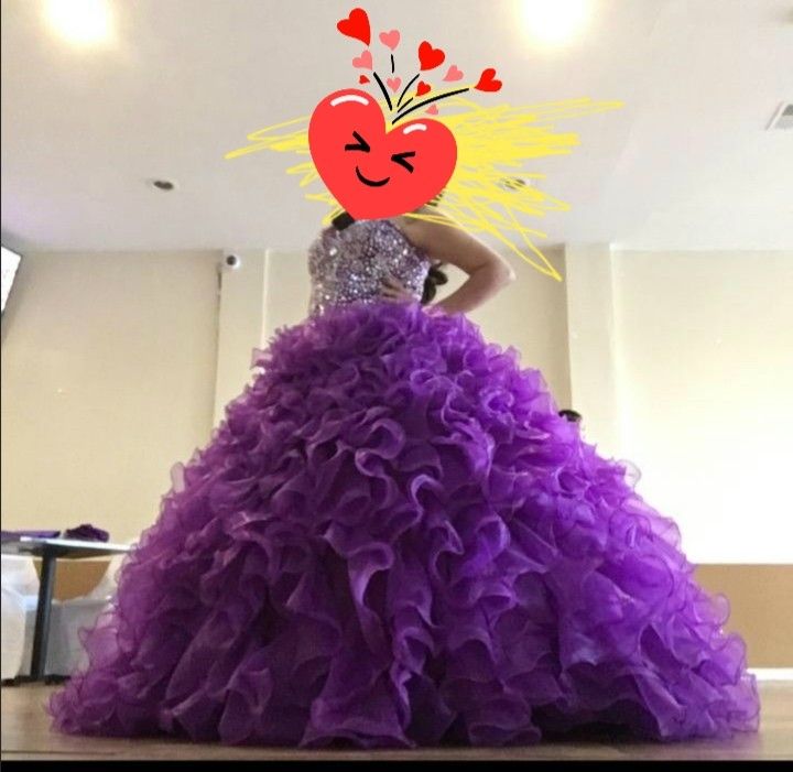 Size 14 Quinceanera or Prom Dresss Adjustable size up or down back is a tie