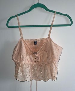 Aerie Peach Lace Crop Top