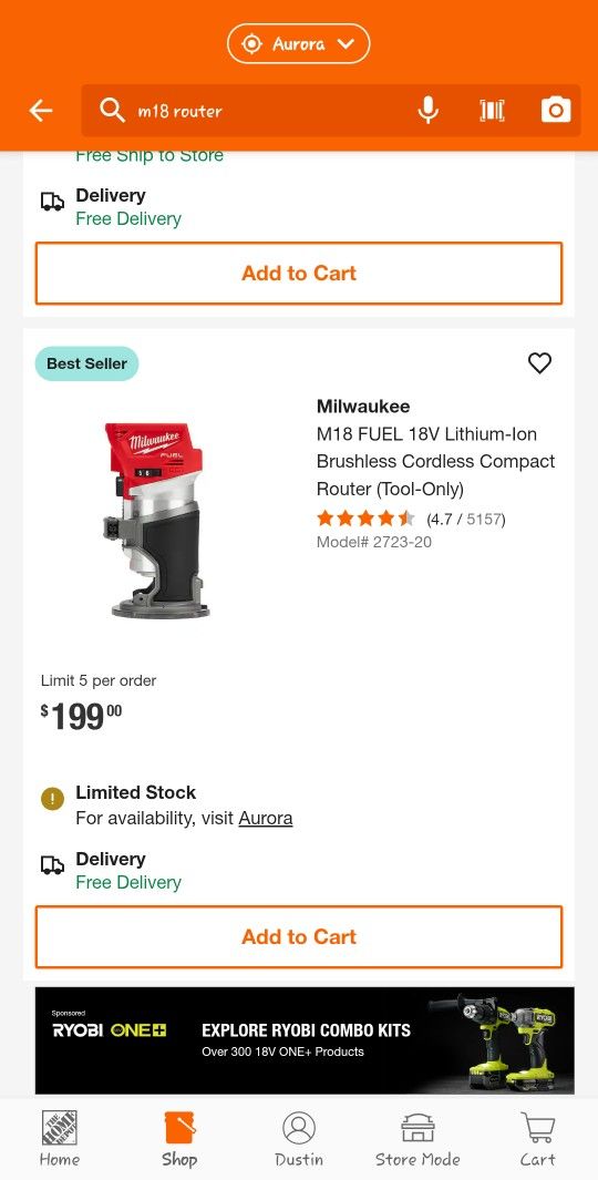 Milwaukee M18 Router 