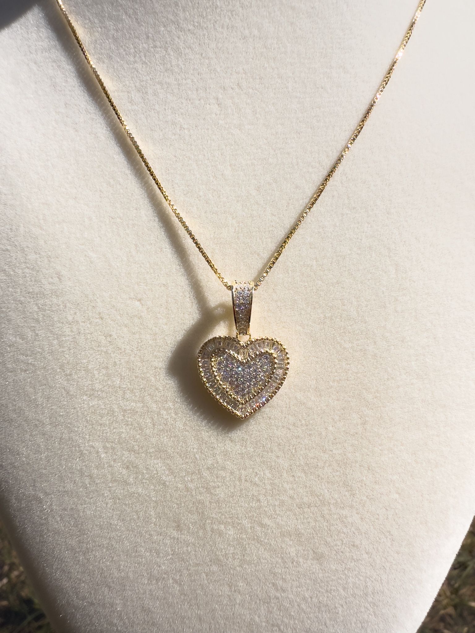 Gold Vermeil Moissanite Pendant with Box Chain