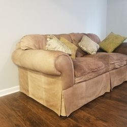 Brown Leather Couch & TV Stand 