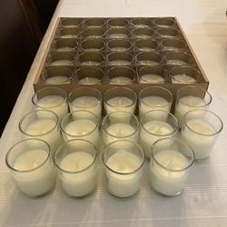 Ivory Votive Candles In Glass / Velas 