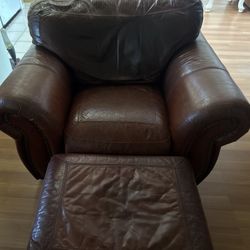 Leather Couch And Foot Rest