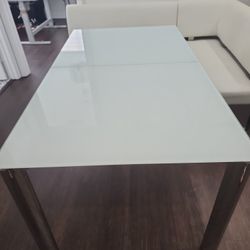 Modani Tempered Glass Frosted Kitchen Expandable Table