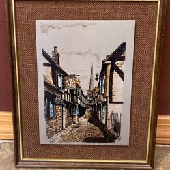 Vintage Made In England Titanium Picture Depicting Church Street In Ledbury 11”x9”