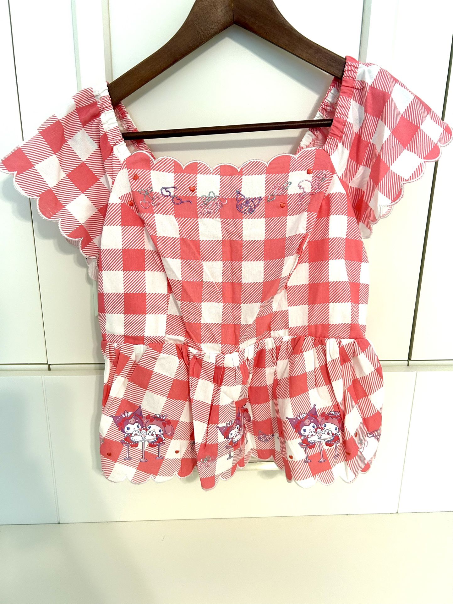 Kuromi x My Melody Valentine’s Gingham Top – NWT – Size M