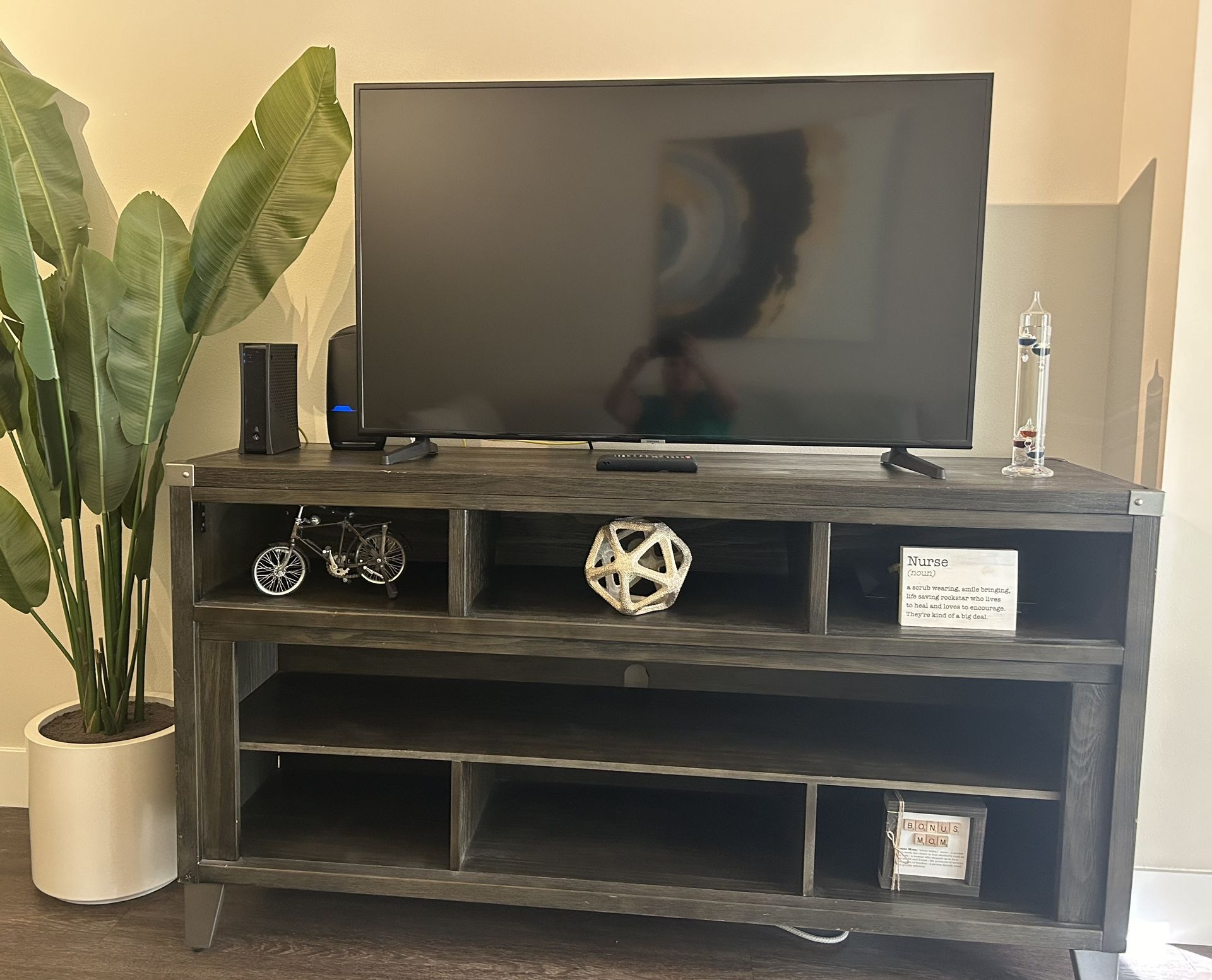 Grey/Brown Wood entertainment center