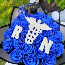 RN nurse medical bouquet graduation gift baby breath letters