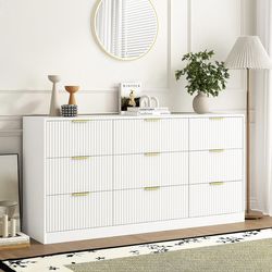 Modern White 9-Drawer Dresser (NEW)