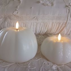 2 Pumpkin Waxy Flameless Candles..