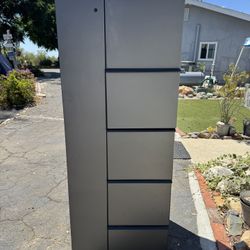 Tall Storage Cabinet with Drawers & Closet Rod