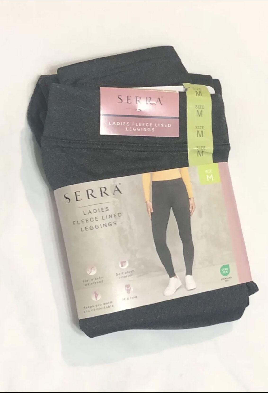 Women’s mid rise leggings soft fleece lined stretchy pull on dark gray.M