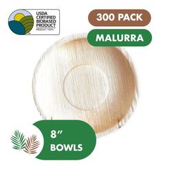 300 Pack 8" Round Disposable Leaf Bowl