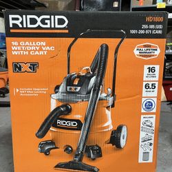 NEW OPEN BOX RIDGID 16Gallon WET/DRY Vacuum With Cart HD1800