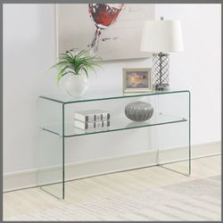 ALL Glass Console Table With Shelves!  Lowest Prices Ever!
