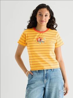 Disney's Moana Orange Striped Graphic Print Baby Tee