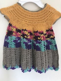 0-3 months crochet handmade baby girl dress NEW