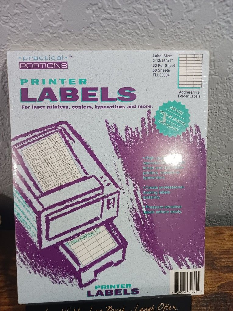 New Practical Portions White Printer Labels 4-1/4 X 5-1/2 4 Per Sheet 10 Sheets