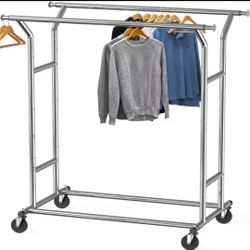 Heavy Duty Double Rail Clothing Rack, 200 lb Capacity,