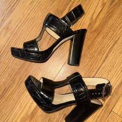 Womens Michael Kors Becker Crocodile-Embossed Leather Platform Sandal 6 Medium