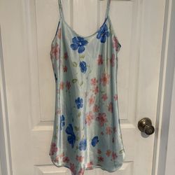 Secret Treasures Floral Slip Dress with Blue and Pink Accents size S 