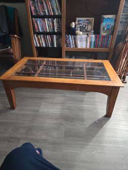 Wood and Glass Top Coffee Table