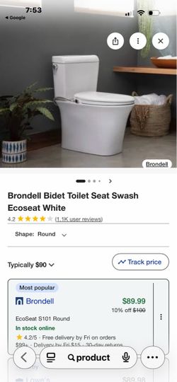 Brondell Bidet Toilet Seat Swash Ecoseat White