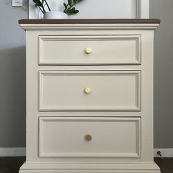 Three Drawer White Dresser | Large Nightstand