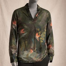 ORTTU Sheer Floral Long Sleeve Shirt 🌿