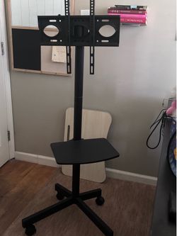 Mobile TV/Monitor Stand with Laptop Shelf & Wheels – Adjustable Height