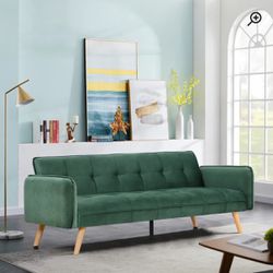 green velvet couch / sleeper sofa 