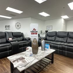 Black Leather Sofa Recliners & Loveseat 