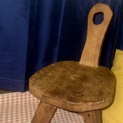 Wanderwood Antique Milking Chair With Label.